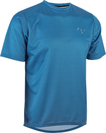 Fly Racing Action Jersey in slate blue, featuring a lightweight, breathable design with logo details and vibrant color accents.