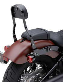 Cobra detachable black backrest for Dyna models, short body style, part number 82-96544, shown on motorcycle seat.