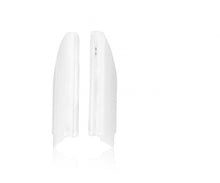 Load image into Gallery viewer, Acerbis white fork covers for motorcycle suspension, with a smooth finish and branding details visible in the image.