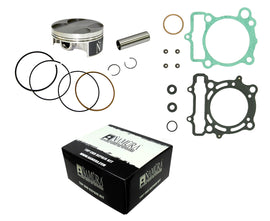 Namura forged top end piston kit with 76.95mm bore and 11:1 compression for Kawasaki engines, standard height, image showing piston components.