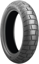 Bridgestone Adventure Trail AT41 motorcycle tire with 140/70R17 size, radial construction, and V speed rating, view of tread pattern.