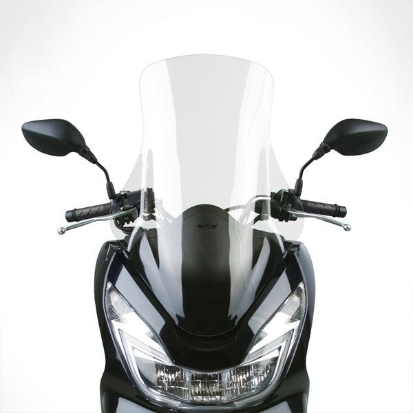 National Cycle Vstream windscreen fairing mount in clear medium, showing the mounting brackets and transparent windshield.