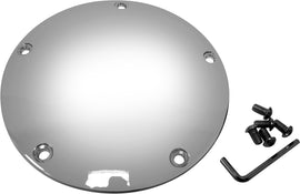 Chrome HardDrive Dome Derby Cover for Big Twin Drive 1999-2016, stylish motorcycle engine part with detailed design.