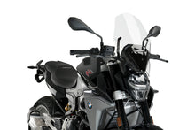 Load image into Gallery viewer, Clear PUIG windshield for BMW Naked New Gen Touring motorcycle, showing the sleek, transparent windscreen mounted on the bike.