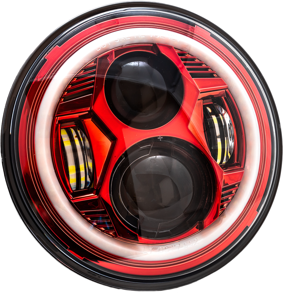Letric Lighting Co 7" LED headlight for Indian motorcycles with red halo, on-road design, bright and durable motorcycle lighting.