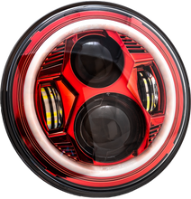 Load image into Gallery viewer, Letric Lighting Co 7" LED headlight for Indian motorcycles with red halo, on-road design, bright and durable motorcycle lighting.