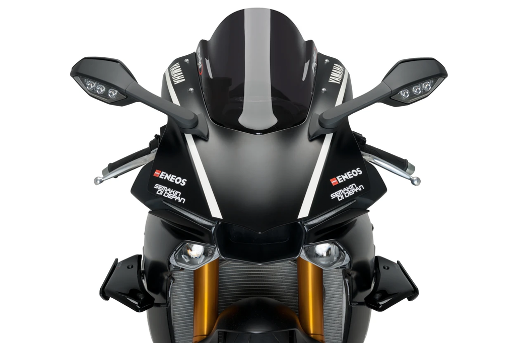 Black PUIG Sport Side Spoilers for Yamaha Yam 561-9766BK, shown installed on the vehicle's body for sporty enhancement.