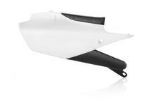 Load image into Gallery viewer, Acerbis white and black side panels for motorcycle, featuring sleek design and durable plastic construction.