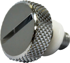 Chrome HardDrive quarter turn thumb screw, 1/4-28 thread, used as a fastener or fitting for hardware applications.