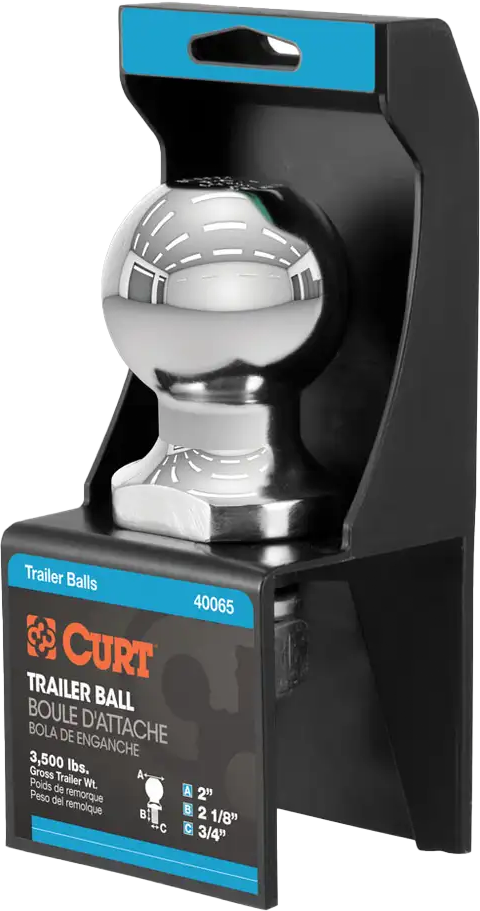 CURT 2 x 3/4 x 2 1/8 hitch ball accessory for towing, featuring a metal ball and mounting shank for trailer hitch connection.