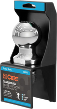 Load image into Gallery viewer, CURT 2 x 3/4 x 2 1/8 hitch ball accessory for towing, featuring a metal ball and mounting shank for trailer hitch connection.