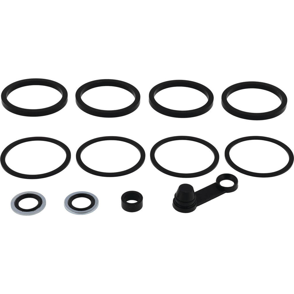 All Balls front brake caliper rebuild kit 44313-08a with calipers and brake components for motorcycle braking system