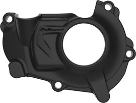 Polisport Plastics black ignition cover protector body part for motorcycles, with visible textured surface and mounting points.