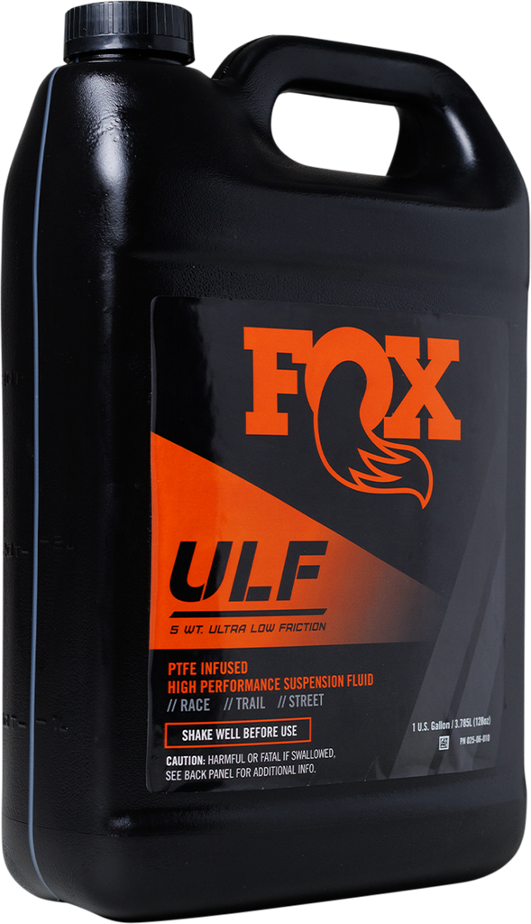 Fox Suspension Ulf Oil 5wt in 1-gallon container, automotive chemicals for suspension and shock absorber maintenance.