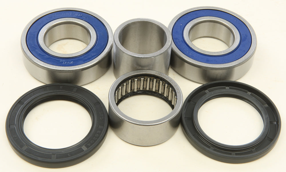 All Balls rear wheel bearing kit 22-51476 with bearings and seals arranged in packaging for motorcycle or ATV rear wheel maintenance