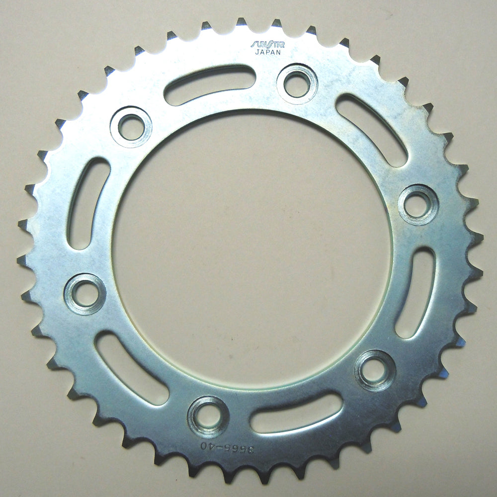 Sunstar steel rear sprocket 40-tooth for Honda CRF250, compatible with 520 chain, featuring durable construction and precise fit