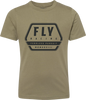Youth Fly Racing Fly Track Tee in olive green, featuring the Fly Racing logo on the front, shown on a plain background.