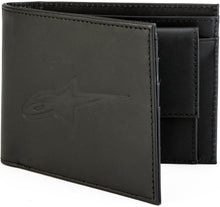 Load image into Gallery viewer, Black Alpine Star Ageless Leather Wallet showing sleek design and embossed logo, made from durable leather.