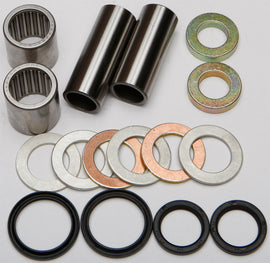 All Balls swingarm bearing kit 22-81040 for motorcycle suspension, showing bearings and installation components.