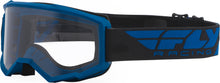Load image into Gallery viewer, Fly Racing Focus Goggle with blue frame and clear lens, designed for motocross or off-road riding.