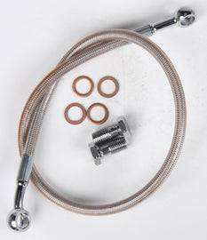 Streamline rear brake line for Yamaha 170-1323, standard brake hose with metal fittings and protective covering.