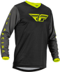Fly Racing F-16 motocross jersey in black, grey, and hi-vis colors, XL size, featuring a lightweight, breathable design.