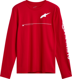Alpine Star Committed LS CSF Tee in red, XL size, featuring the brand logo on the front, casual style, and comfortable fit.