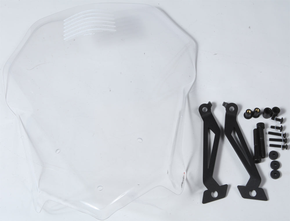 PUIG Naked New Gen Touring clear windshield for motorcycle, showcasing the transparent windscreen with mounting edges.