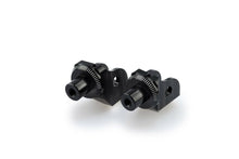 Load image into Gallery viewer, PUIG Footpeg Adapter 561-07246BK for motorcycle foot controls, black metal with mounting hardware visible.