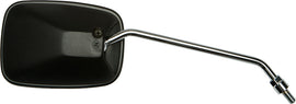 Emgo black 8mm convex scooter mirror with round reflective surface and sturdy mounting arm, designed for motorcycle handlebars.