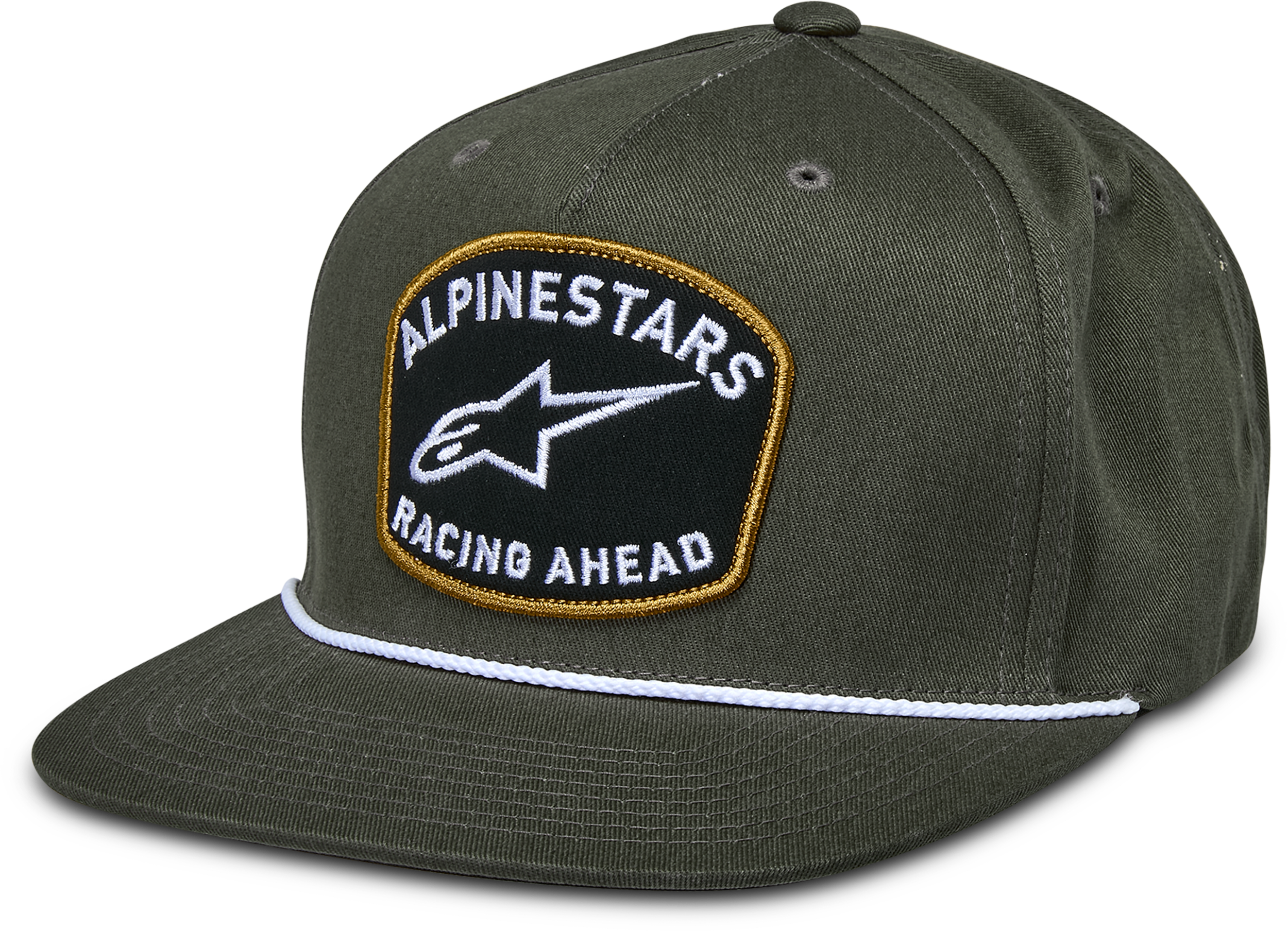 Alpine Star Promptus snapback hat in military green with adjustable strap and embroidered logo, casual headwear for everyday wear.