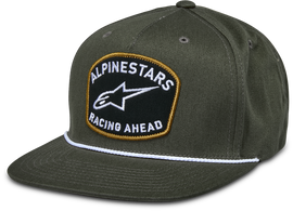 Alpine Star Promptus Snapback Hat in military green with adjustable strap and embroidered logo, casual headwear for everyday style.