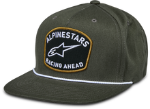 Charger l'image dans la galerie, Alpine Star Promptus Snapback Hat in military green with structured brim and adjustable strap, casual headwear for outdoor activities.