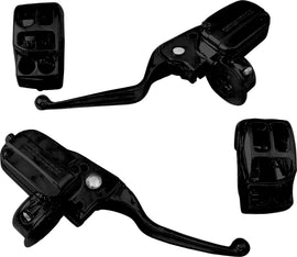 HardDrive handlebar control kit with black cable clutch for Harley-Davidson FLH models 2008-2016, includes handlebars and clutch components.