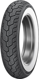 Dunlop D402 rear motorcycle tire with Mu85B16 77H bias-tube design, shown on a vehicle wheel.