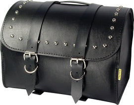 Willie & Max Max Pax tail bag for motorcycle, studded luggage with 13x9.5x10 inches size, durable black material.