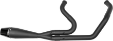 Load image into Gallery viewer, Sawicki Speed Shop 2-in-1 M8 Softail Shorty Pipe exhaust in black, showing the sleek and compact design with mounting details.