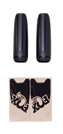 Fox Airshock Body Guard suspension component with sticker, designed for motorcycle shock protection, in black with branding details.