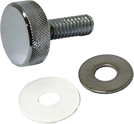 Chrome HardDrive knurled seat knob with 1/4-20 threading, used as a hardware fastener or fitting.