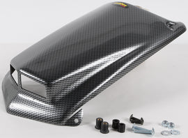 Maier black carbon fiber hood scoop for Honda Trx450R atv, showcasing sleek body design and textured finish.