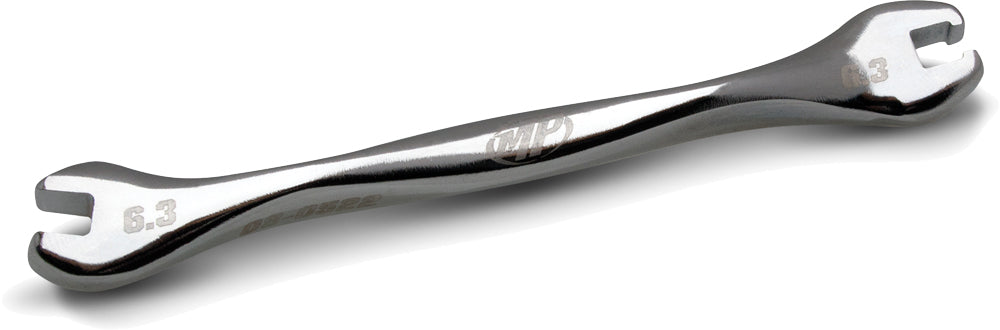 Motion Pro Spoke Wrench Ergo 6.3mm tool for motorcycle wheel spokes, featuring ergonomic handle for easy tightening and loosening.