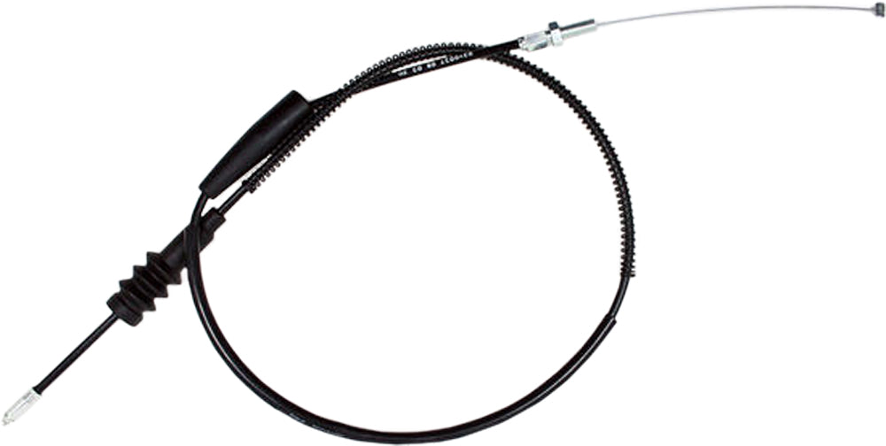 Motion Pro black vinyl throttle cable for motorcycle control lines, featuring durable construction and precise fitting.