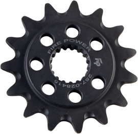 Steel 15-tooth Fire Power front CS sprocket for Honda CRF250 motorcycle, featuring durable construction and precise fit.