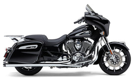 Cobra Detach Big-A Backrest Flat Rack in chrome, designed for Chieftain 14-25 motorcycle, shown on black body.