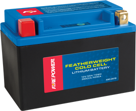 Fire Power Coldweather Lithium Battery Hjtx20ch-Fp-B-C with 390 CCA, showing the battery's label and compact design.
