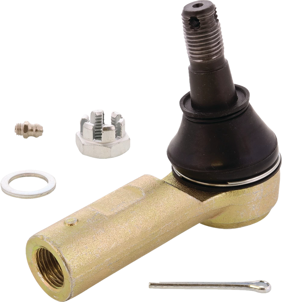 All Balls suspension tie rod end kit for Kawasaki, featuring metal ball joints and rubber boots for steering linkage repair.