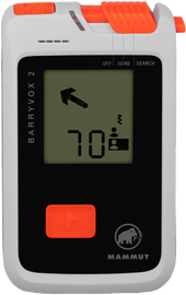 Mammut Barryvox 2 avalanche rescue beacon accessory with display and control buttons for outdoor safety.