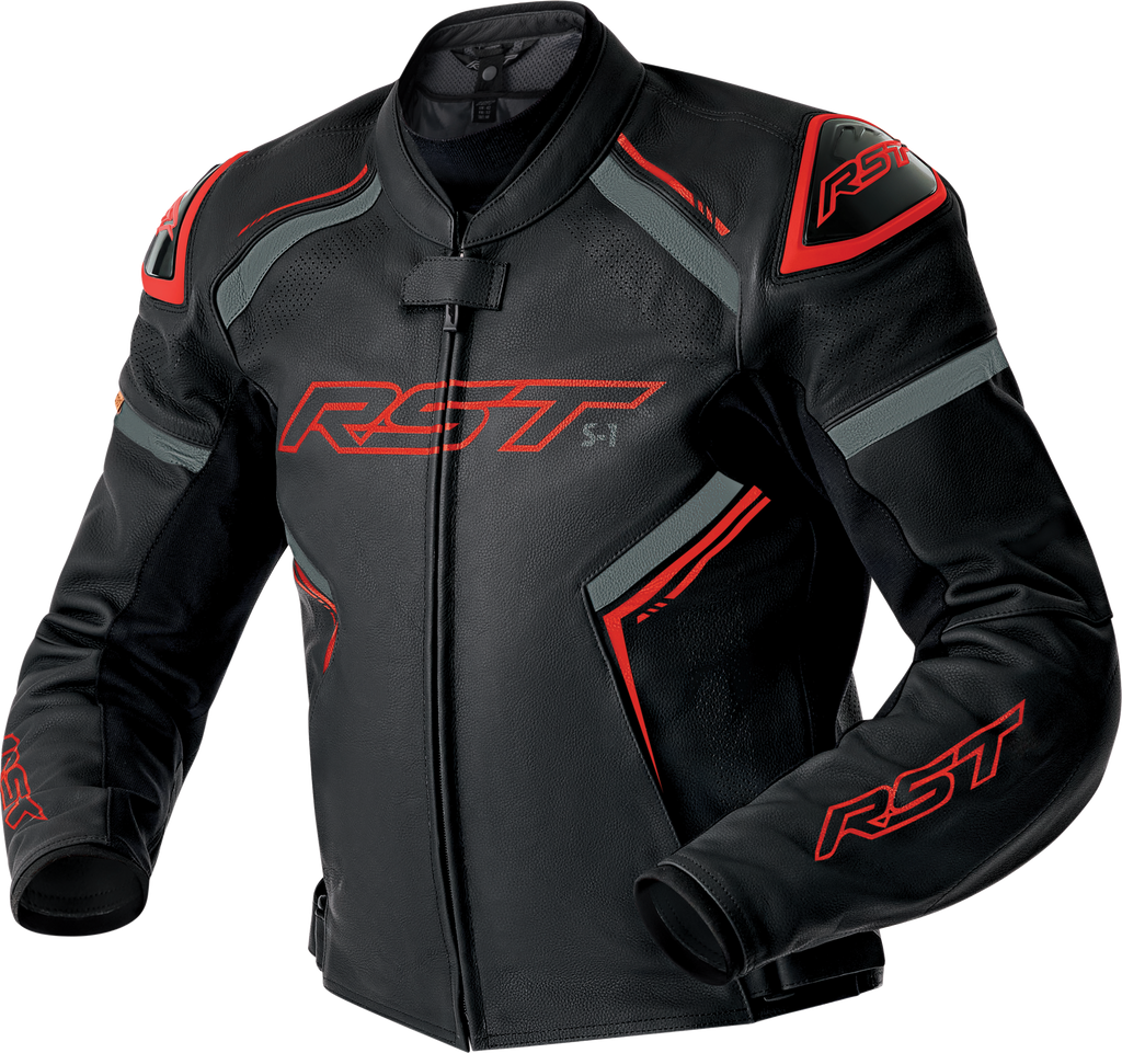 S1 D3o Leather Jacket Blk/Gry/Red 2x