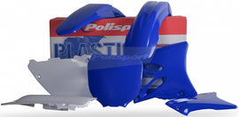Blue Polisport Plastics body kit for motorcycle, featuring durable plastic components with a sleek design.