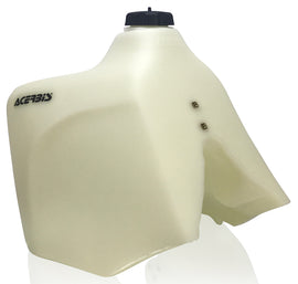 Acerbis 5.8-gallon natural fuel tank for motorcycles, showing the plastic tank with mounting features and fuel cap.